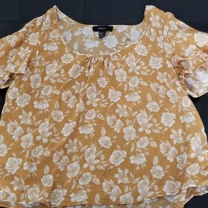 Yellow, orange flower blouse